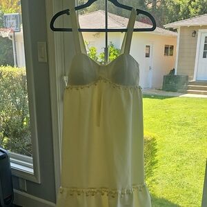 Sachin + Babi White Cream Sleeveless Dress with Pom-Pom Trim Sz 0